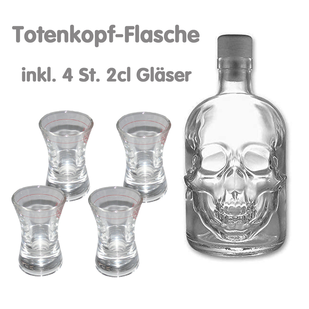 0,5 Liter LeereTotenkopf Flasche Piraten Flasche 2 x Totenschädel Flasche 