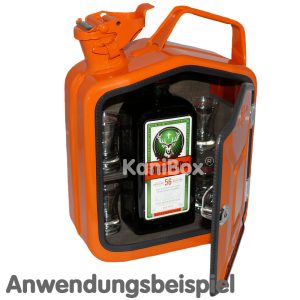 Kanister für Jägermeister Flasche in orange