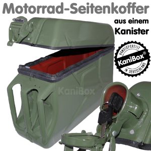 Motorrad Seitenkoffer handgefertigt aus einem Kanister