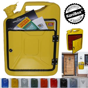 ausgefallener Briefkasten aus einem Benzinkanister im Vintage-Look