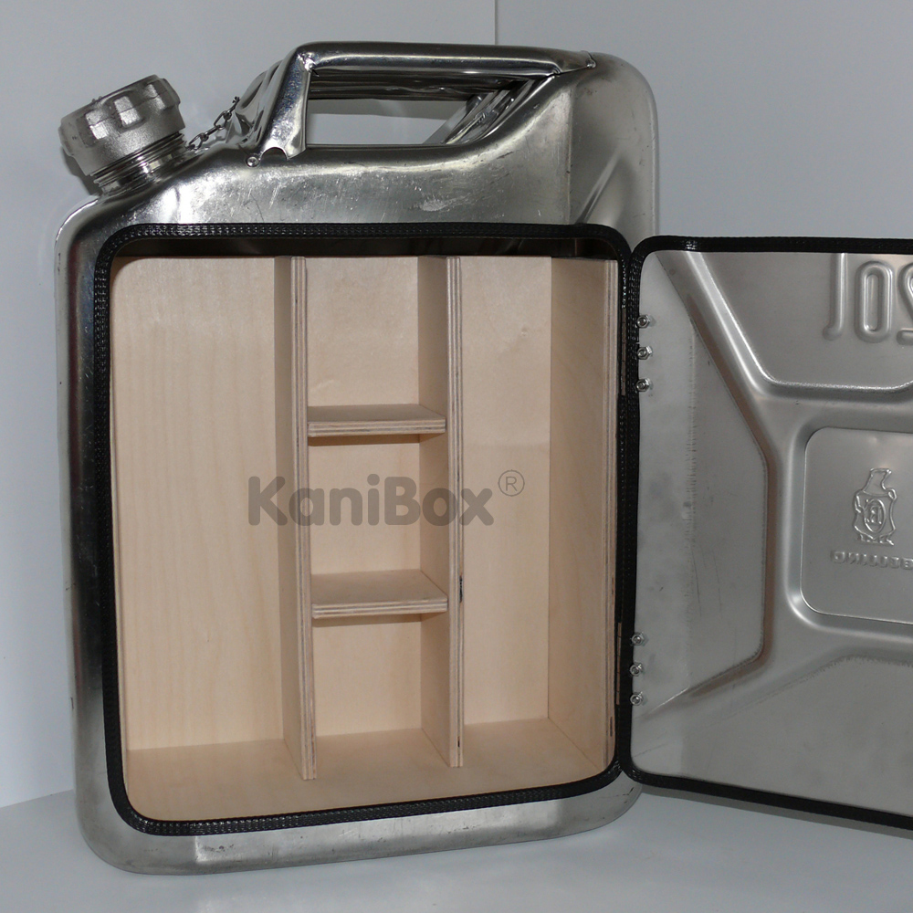 exklusive MiniBar aus einem gebrauchten Edelstahl Kanister mit Bellion Bär Logo – Bild 2